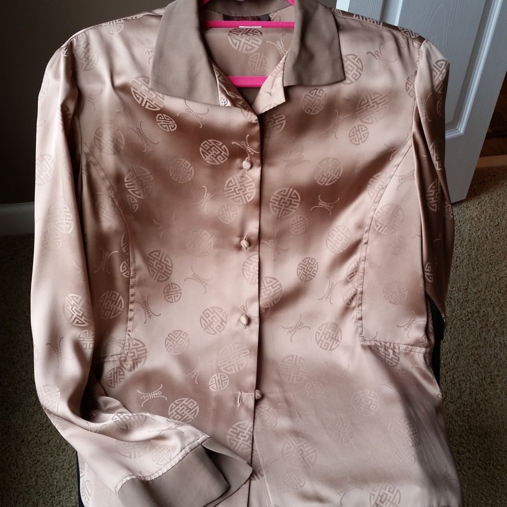 Vintage Han Fong brown silk button down